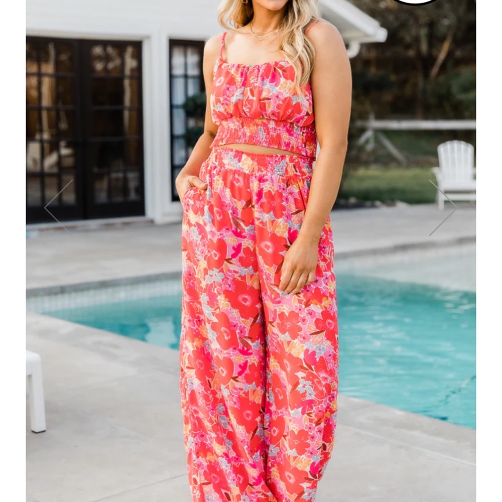 Heart of Paradise Two Piece Set in Watercolor Red